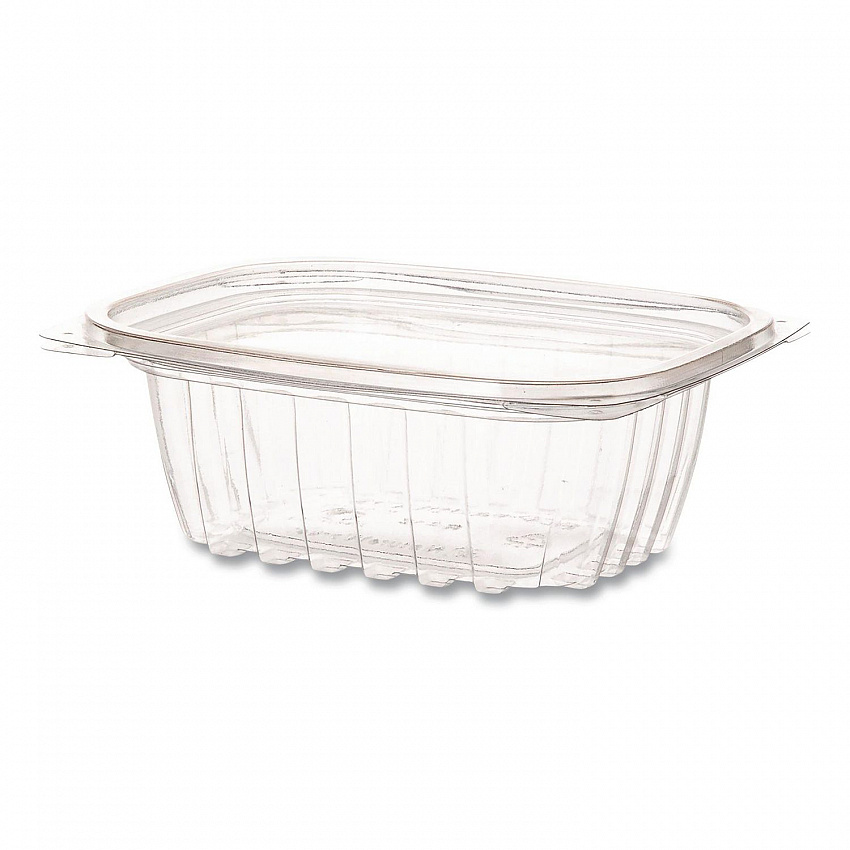 Renewable and Compostable Rectangular Deli Containers with Lid, 12 oz, 2 x 4 x 2, Clear, Plastic, 100/Pack, 3 Packs/Carton (EPRC12)