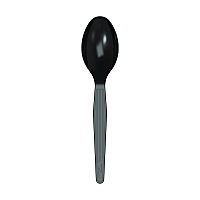 Mediumweight Polystyrene Wrapped Cutlery, Spoon, Plastic, Black, 1,000/Carton (TM53C1)