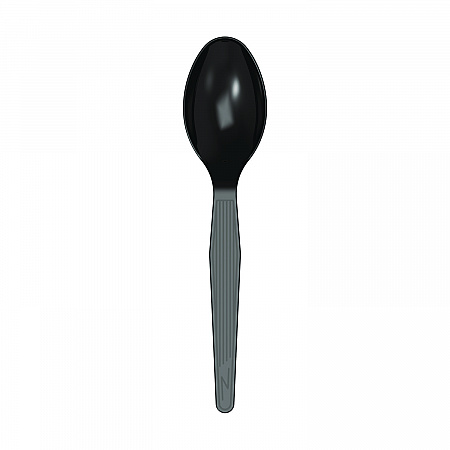 Mediumweight Polystyrene Wrapped Cutlery, Spoon, Plastic, Black, 1,000/Carton (TM53C1)