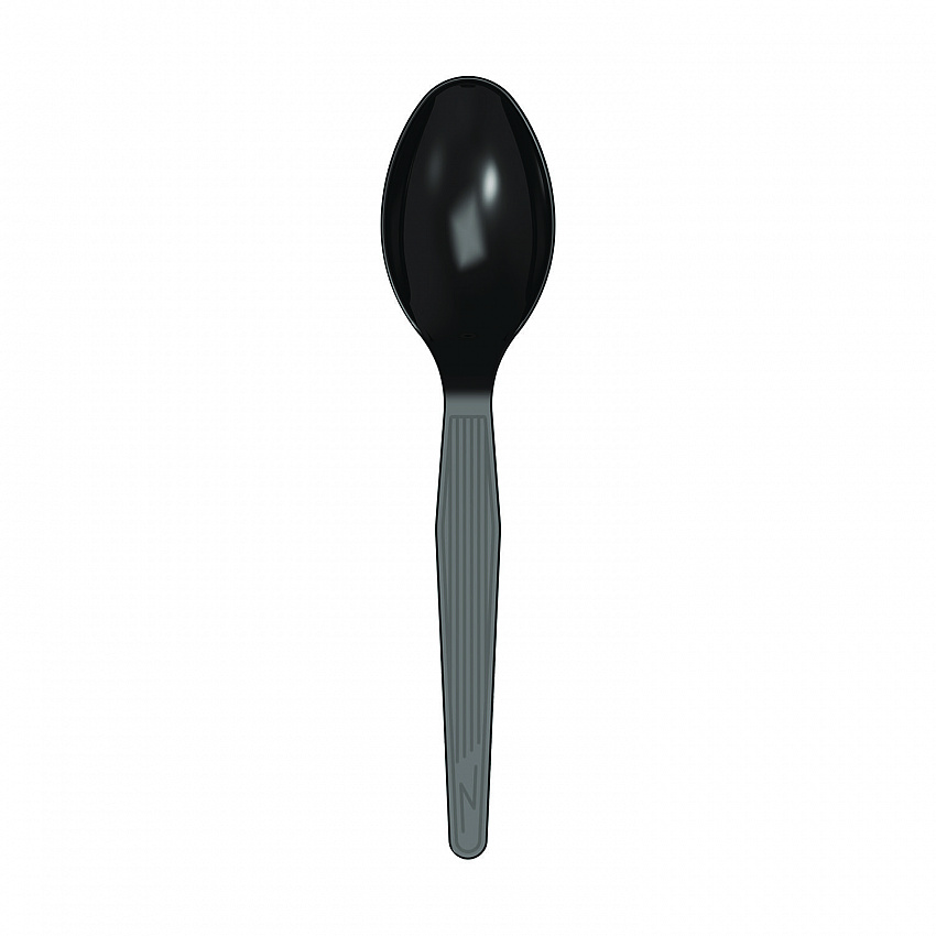 Mediumweight Polystyrene Wrapped Cutlery, Spoon, Plastic, Black, 1,000/Carton (TM53C1)