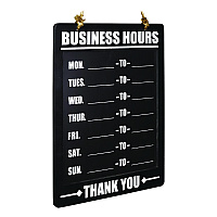 Business Hours Indoor/Outdoor Hanging Chalkboard, 10 x 0.38 x 20.75, Black/White (EGPHD0311AS)