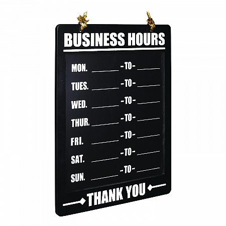 Business Hours Indoor/Outdoor Hanging Chalkboard, 10 x 0.38 x 20.75, Black/White (EGPHD0311AS)