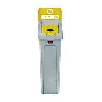 Slim Jim Recycling Station Kit, 1-Stream Bottles and Cans, 23 gal, Plastic, Yellow/Gray (2185052)