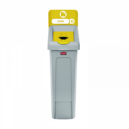 Slim Jim Recycling Station Kit, 1-Stream Bottles and Cans, 23 gal, Plastic, Yellow/Gray (2185052)