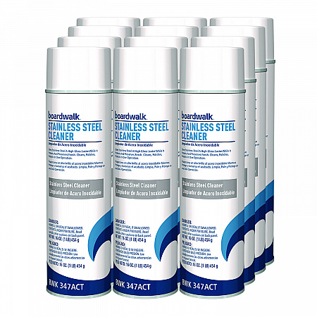 Stainless Steel Cleaner and Polish, Water-in-Oil Based, 18 oz Aerosol Spray, 12/Carton (347ACT)