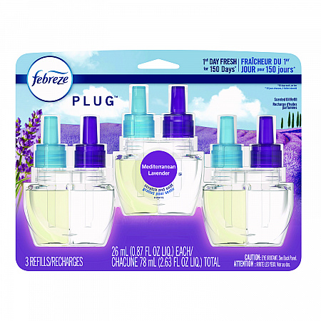 PLUG Air Freshener Refills, Mediterranean Lavender, 0.87 oz, 3/Pack (54367)