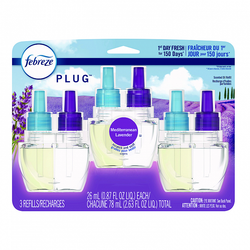 PLUG Air Freshener Refills, Mediterranean Lavender, 0.87 oz, 3/Pack (54367)