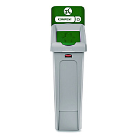 Slim Jim Recycling Station Kit, 1-Stream Compost, 23 gal, Plastic, Green/Gray (2185051)