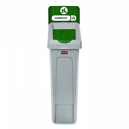 Slim Jim Recycling Station Kit, 1-Stream Compost, 23 gal, Plastic, Green/Gray (2185051)