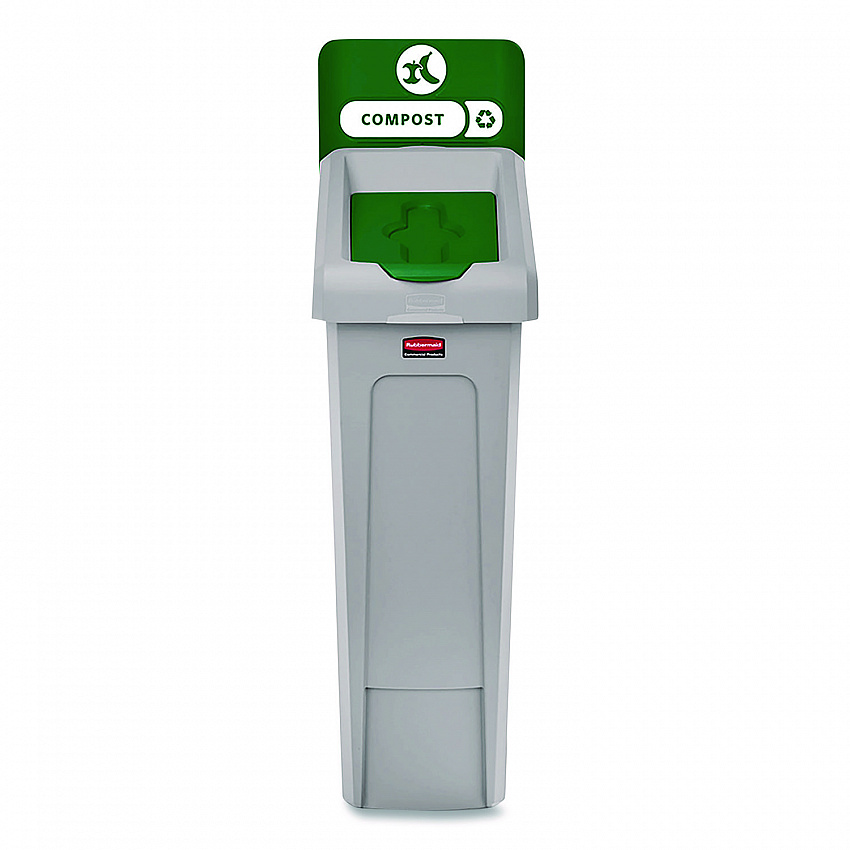 Slim Jim Recycling Station Kit, 1-Stream Compost, 23 gal, Plastic, Green/Gray (2185051)