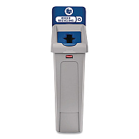 Slim Jim Recycling Station Kit, 1-Stream Mixed Recycling, 23 gal, Plastic, Gray/Blue (2185055)