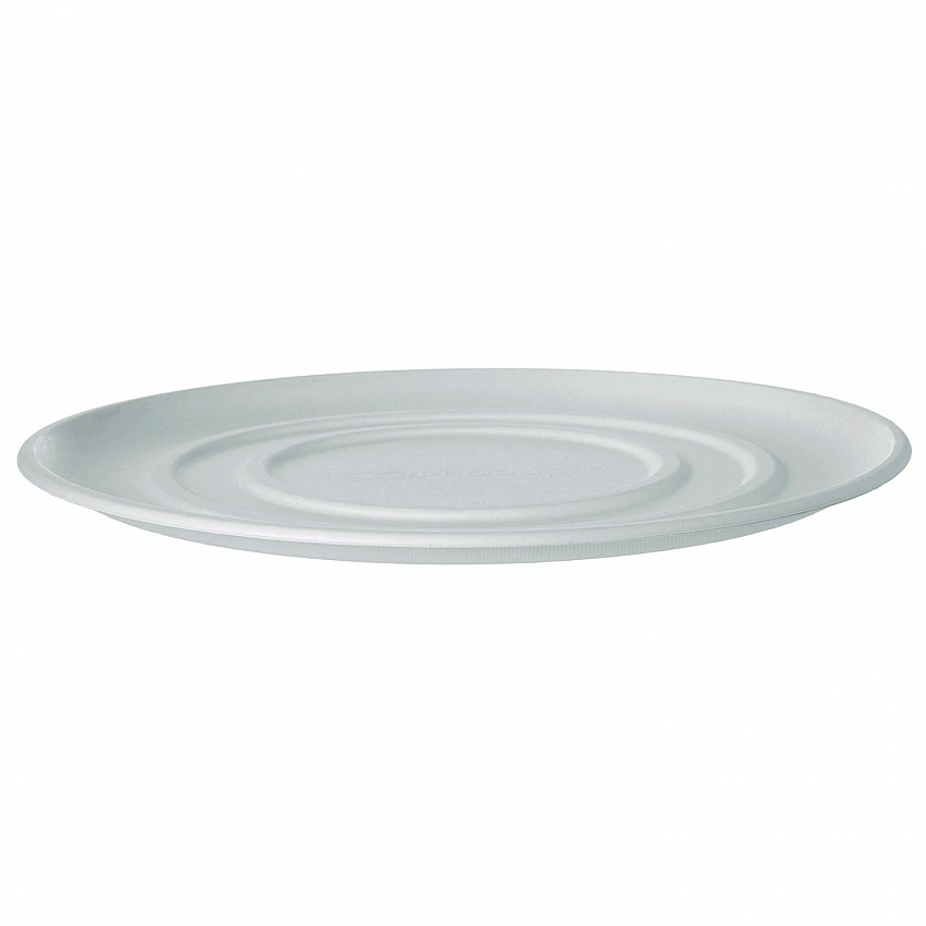 WorldView Molded Fiber Pizza Trays, 14 x 14 x 0.2, White, Sugarcane, 50/Carton (EPSCPTR14)