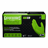 Heavy-Duty Industrial Nitrile Gloves, Powder-Free, Medium, 8 mil Thick, 9.5" Long, Green, 100/Box, 10 Boxes/Carton (GWGN44100CT)