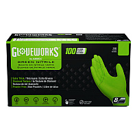Heavy-Duty Industrial Nitrile Gloves, Powder-Free, Medium, 8 mil Thick, 9.5" Long, Green, 100/Box, 10 Boxes/Carton (GWGN44100CT)