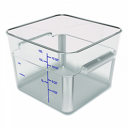 Squares Polycarbonate Food Storage Container, 12 qt, 11.13 x 11.13 x 8.25, Clear, Plastic (1195407)