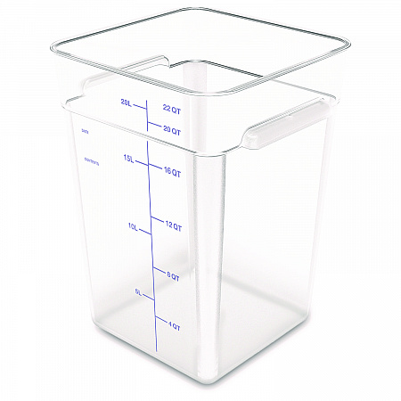 Squares Polycarbonate Food Storage Container, 22 qt, 11 13 x 11.13 x 15.72, Clear, Plastic (1195607)