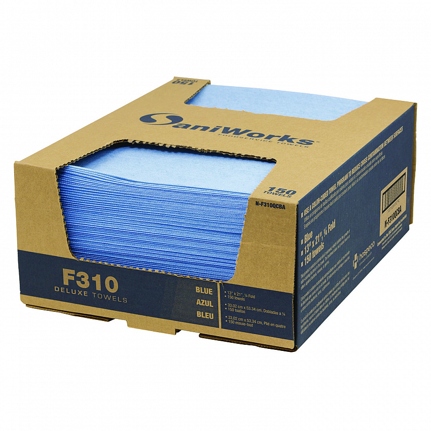 Deluxe Foodservice Wiper, 1-Ply, 13 x 21, Blue, 150/Carton (NF310QCBA)