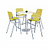Pedestal Bistro Table with Four Yellow Kool Series Barstools, Round, 36