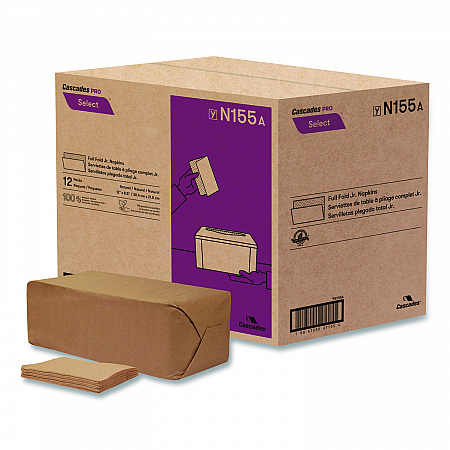 Select Full Fold II Napkins, 1-Ply, 12 x 8.5, White, 800/Pack, 12 Packs/Carton (N155)