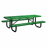Expanded Steel Picnic Table, Rectangular, 96 x 62 x 29.5, Green Top, Green Base/Legs (277153GN)