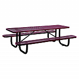 Expanded Steel Picnic Table, Rectangular, 96 x 62 x 29.5, Red Top, Red Base/Legs (277153RD)