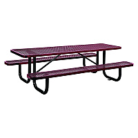 Expanded Steel Picnic Table, Rectangular, 96 x 62 x 29.5, Red Top, Red Base/Legs (277153RD)