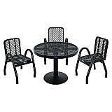 Outdoor Dining Set, Round, 36" dia x 29"h, Black Top, Black Base/Legs (348122BK)