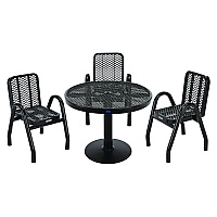 Outdoor Dining Set, Round, 36" dia x 29"h, Black Top, Black Base/Legs (348122BK)