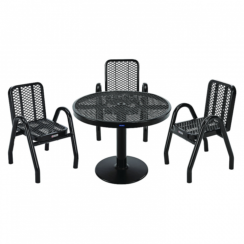 Outdoor Dining Set, Round, 36" dia x 29"h, Black Top, Black Base/Legs (348122BK)