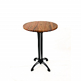 Topalit Tables, Round, 24" dia x 42"h, Teak Top, Black Aluminum Base/Legs (106A24R8)