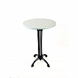 Topalit Tables, Round, 24" dia x 44"h, Brushed Silver Top, Black Iron Base/Legs (106P24R2)