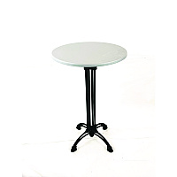 Topalit Tables, Round, 24" dia x 44"h, Brushed Silver Top, Black Iron Base/Legs (106P24R2)