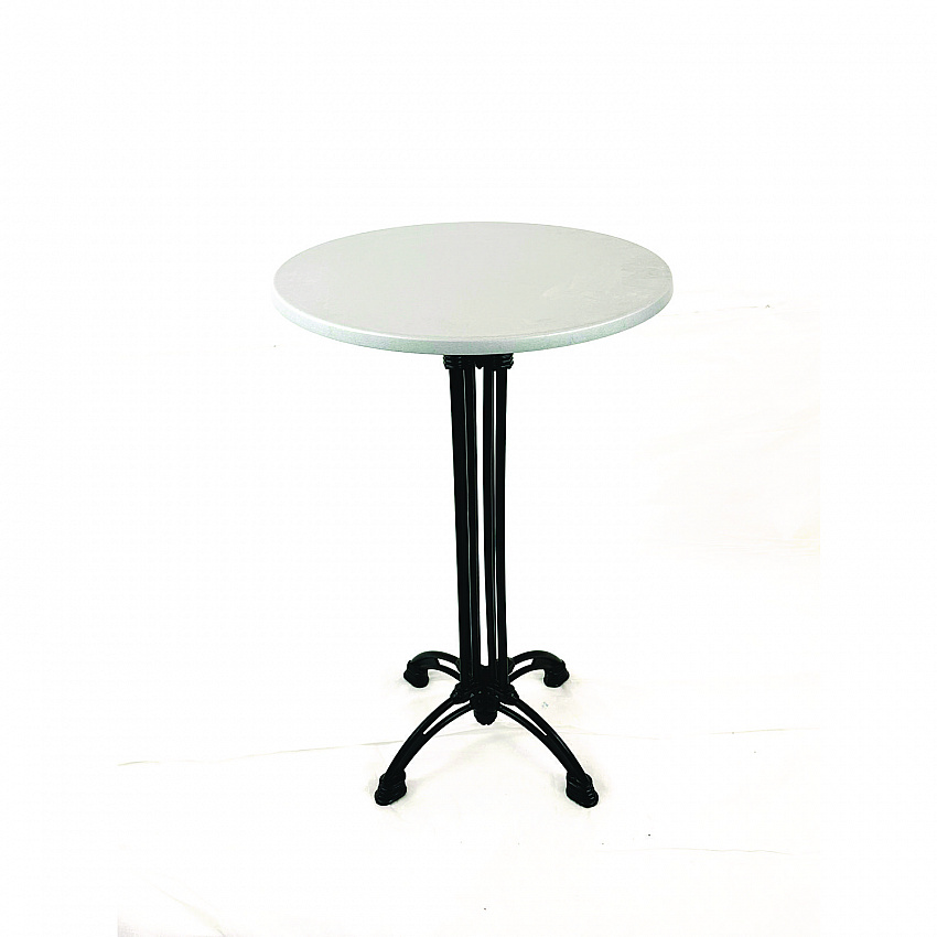 Topalit Tables, Round, 24" dia x 44"h, Brushed Silver Top, Black Iron Base/Legs (106P24R2)