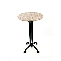 Topalit Tables, Round, 24" dia x 44"h, Washington Pine Top, Black Iron Base/Legs (106P24R7)