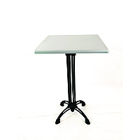 Topalit Tables, Square, 32 x 32 x 44, Brushed Silver Top, Black Iron Base/Legs (106P32322)