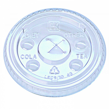 Kal-Clear/Nexclear Drink Cup Lids, X-Style Straw Slot/Flavor Buttons, Fits 9 oz to 10 oz Cold Cups, Plastic, Clear, 2,500/CT (LKC910)