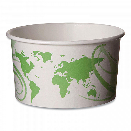 World Art PLA-Laminated Soup Containers, 5 oz, White/Green, Paper, 1,000/Carton (EPBSC5WDL)