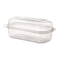 Renewable and Compostable Clear Clamshell Hinged Food Containers, 9 x 6 x 3, Plastic, 80/Pack, 3 Packs/Carton (EPLC96)