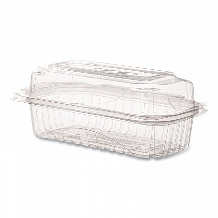 Renewable and Compostable Clear Clamshell Hinged Food Containers, 9 x 6 x 3, Plastic, 80/Pack, 3 Packs/Carton (EPLC96)