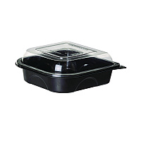 100% Recycled Content 6" Premium Take Out Containers, 12.5 oz, Black Base/Clear Lid, Plastic, 50/Pack, 3 Packs/Carton (EPPTOR6)