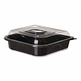 BlueStripe Premium Take-Out Containers, 6.77 x 6.6 x 2.31, Black/Clear, Base/Lid Combo, Plastic, 150/Carton (EPPTOR7)