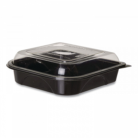 BlueStripe Premium Take-Out Containers, 6.77 x 6.6 x 2.31, Black/Clear, Base/Lid Combo, Plastic, 150/Carton (EPPTOR7)