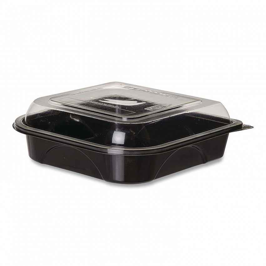 BlueStripe Premium Take-Out Containers, 6.77 x 6.6 x 2.31, Black/Clear, Base/Lid Combo, Plastic, 150/Carton (EPPTOR7)