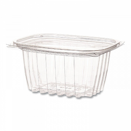 Renewable and Compostable Rectangular Deli Containers with Lid, 16 oz, 3 x 4 x 3, Clear, Plastic, 100/Pack, 3 Packs/Carton (EPRC16)