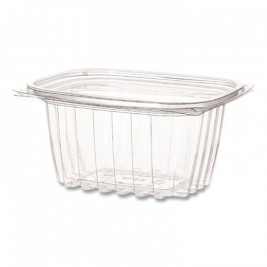 Renewable and Compostable Rectangular Deli Containers with Lid, 16 oz, 3 x 4 x 3, Clear, Plastic, 100/Pack, 3 Packs/Carton (EPRC16)
