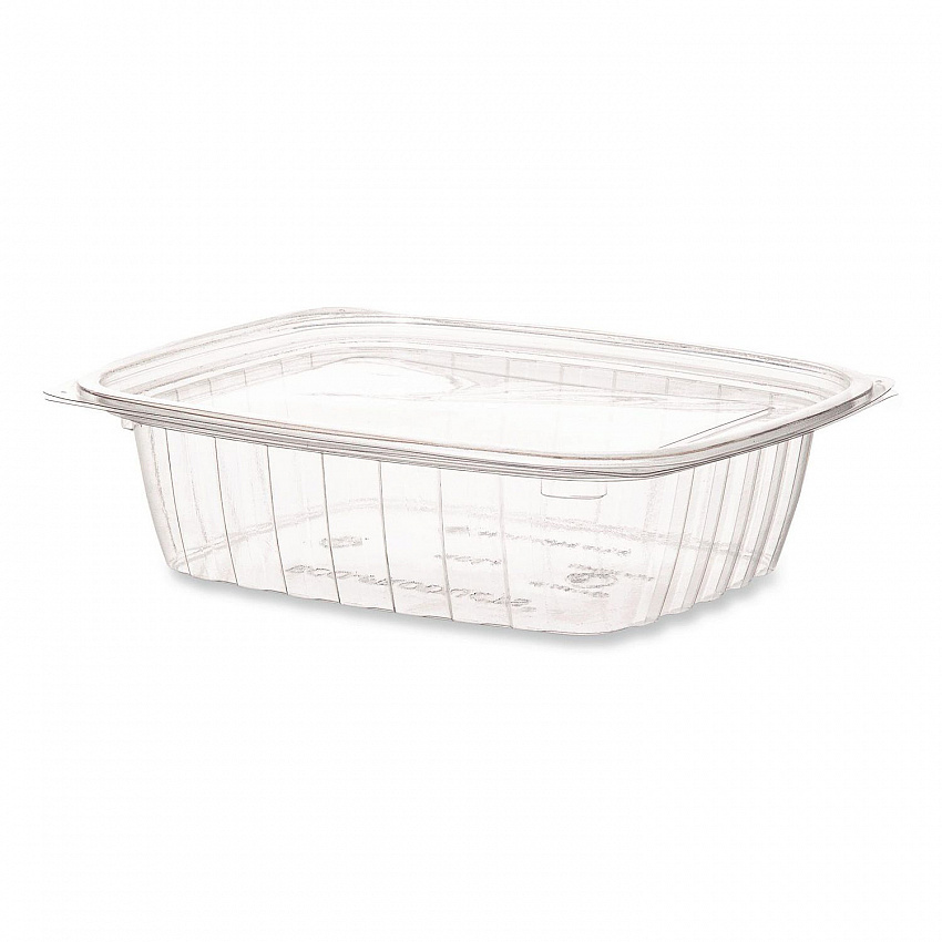 Renewable and Compostable Rectangular Deli Containers with Lid, 24 oz, 4 x 5.5 x 2, Clear, Plastic, 50/Pack, 4 Packs/Carton (EPRC24)