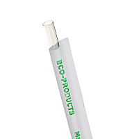 Clear Wrapped Straw, 7.75", PLA, 400/Pack, 24 Packs/Carton (EPST770)