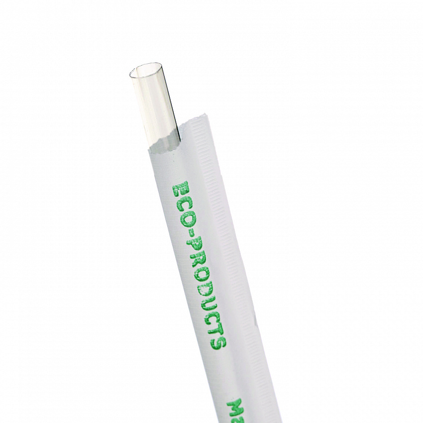 Clear Wrapped Straw, 7.75", PLA, 400/Pack, 24 Packs/Carton (EPST770)