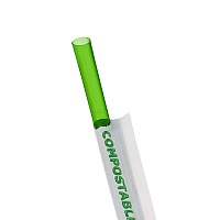 Wrapped Straw, 7.75", Plastic, Green, 9,600/Carton (EPST772)