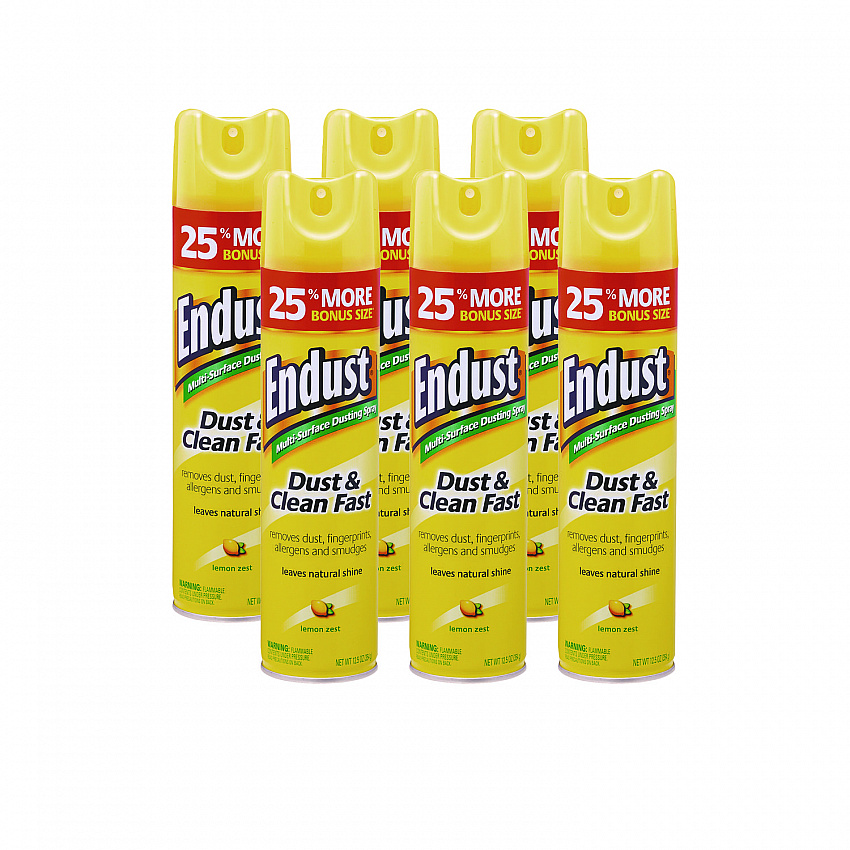 Endust Multi-Surface Dusting and Cleaning Spray, Lemon Zest Scent, 12.5 oz Aerosol Spray, 6/Carton (CB508171)